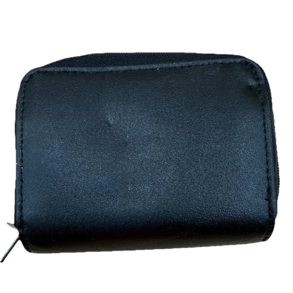 Samsonite Leather Accordion Card Holder Wallet Zip Around Organizer Black